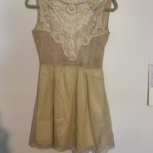 High Neck Lace Accent Dress